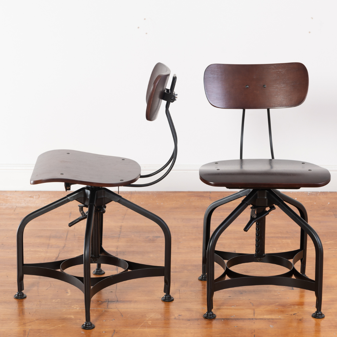 Vintage Industrial Swivel Office Chair - Walnut