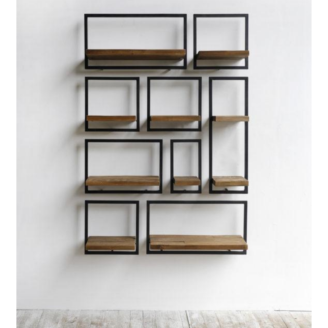 Rustic Industrial Shelving Wall Configuration