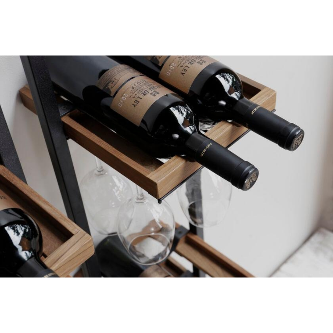 Wooden Industrial Wine Glass and Bottle Racks 