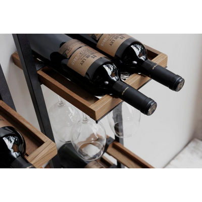 Wine Bottles Displayed on Wine Rack Industrial Floating Shelving