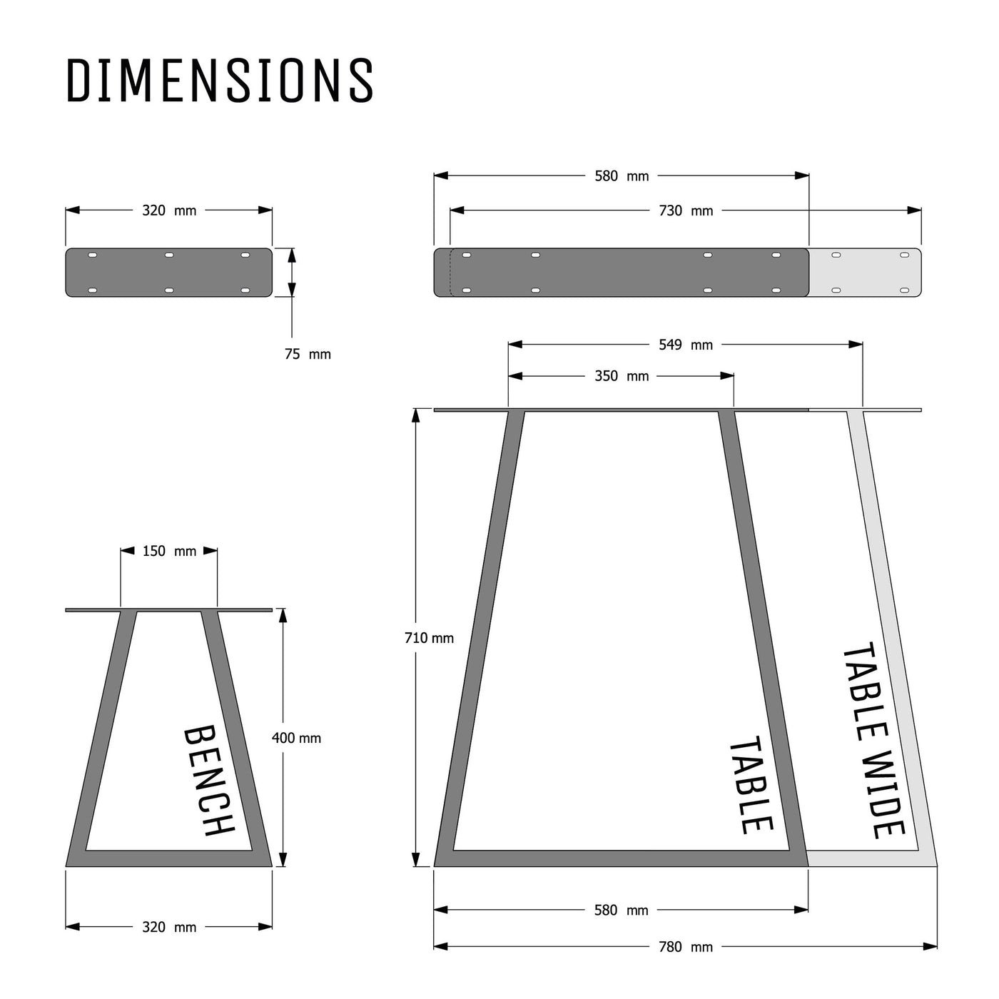 Industrial Box Section Legs