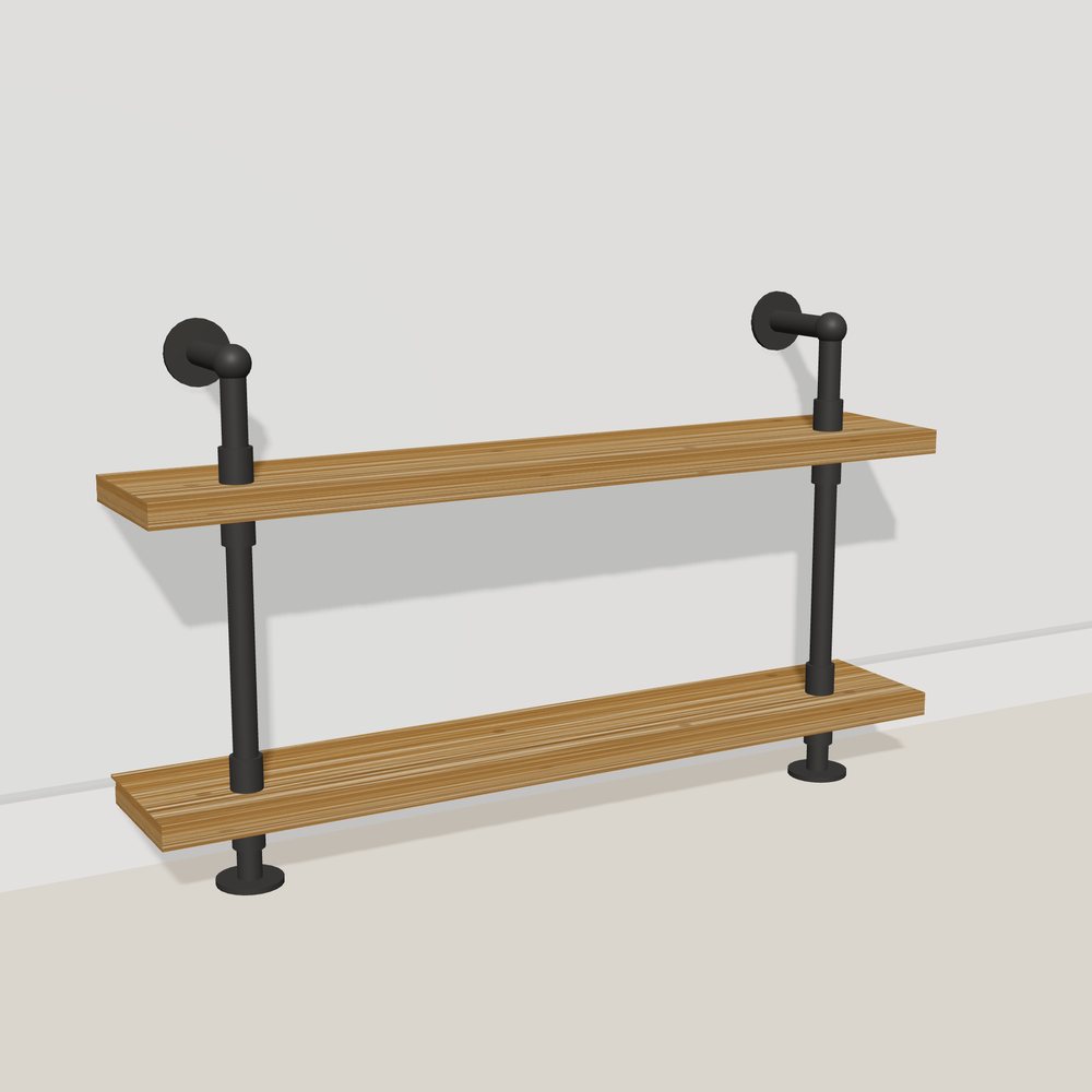 3D picture of a 2 shelf pipe shelving unit