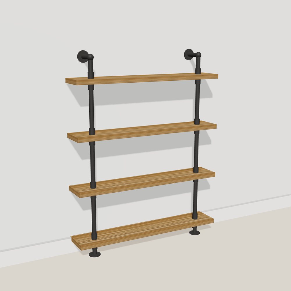 3D picture of a 4 shelf pipe shelving unit