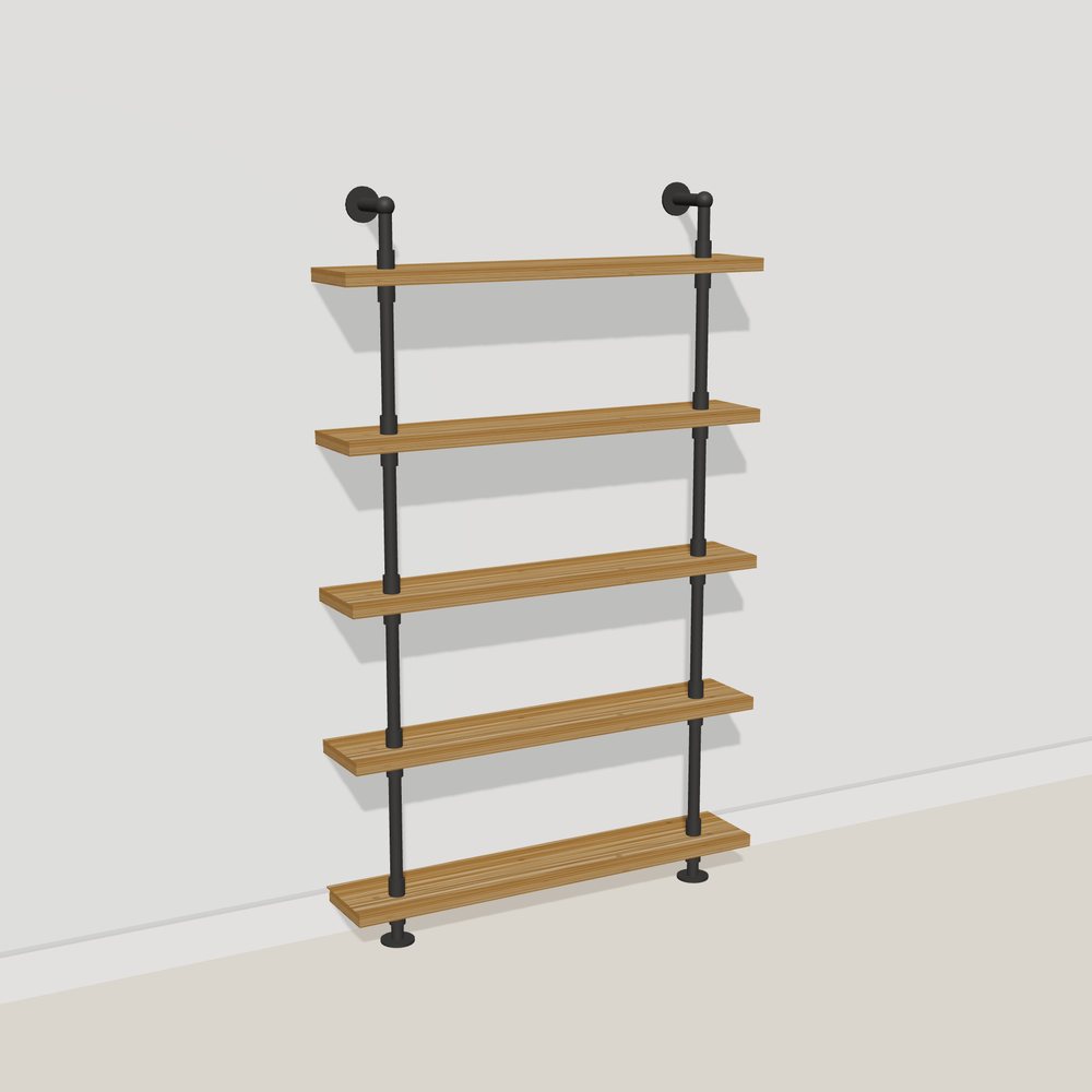 3D picture of a 5 shelf pipe shelving unit