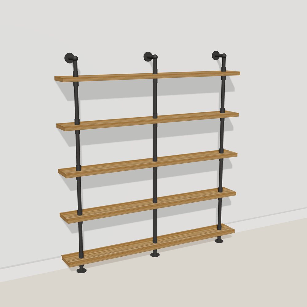 3D picture of a 5 shelf pipe shelving unit
