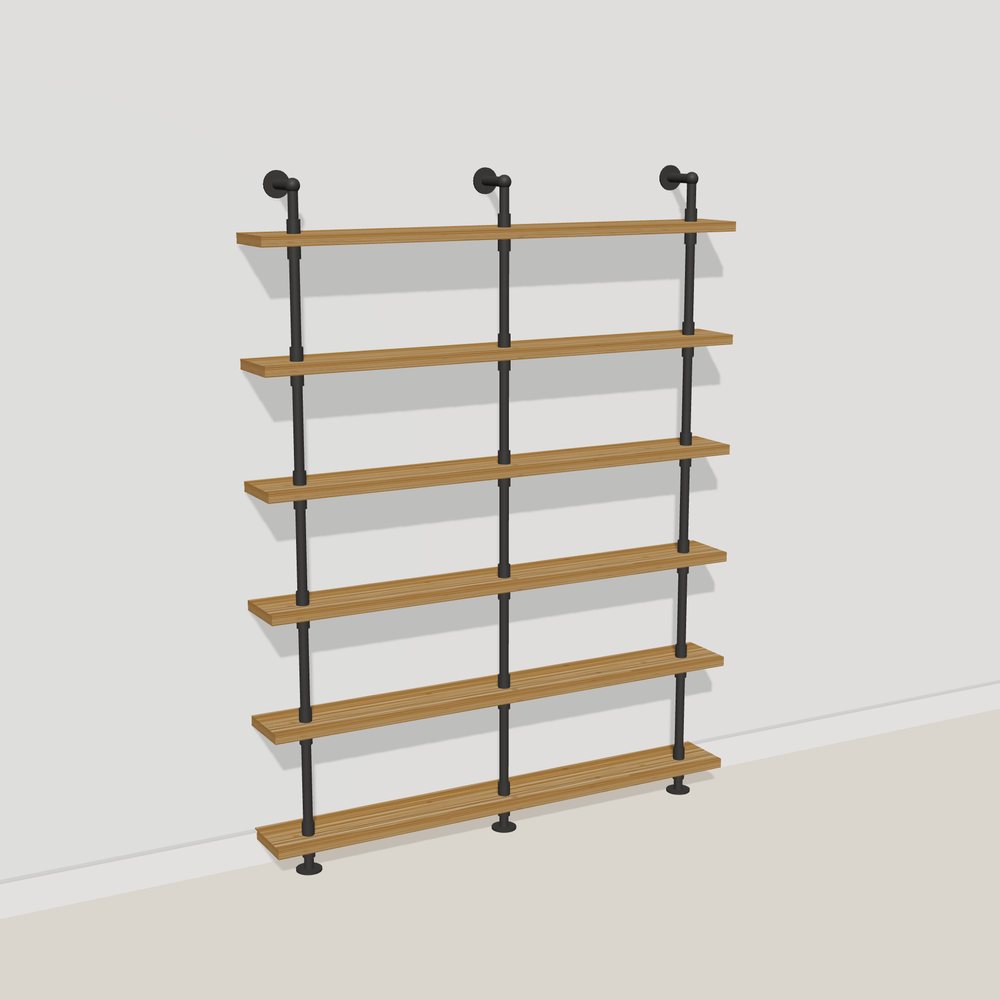 3D picture of a 6 shelf pipe shelving unit