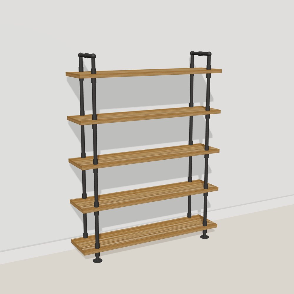 3D picture of a 5 shelf pipe shelving unit