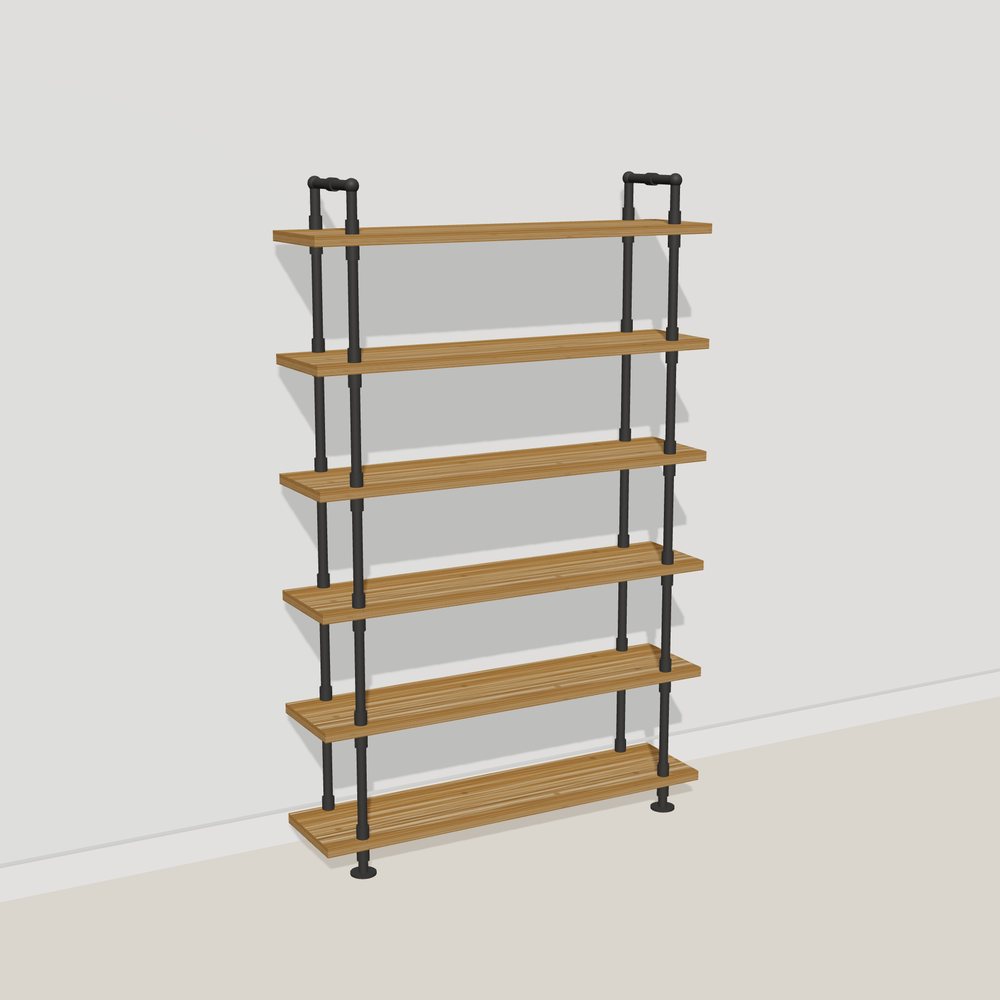 3D picture of a 6 shelf pipe shelving unit
