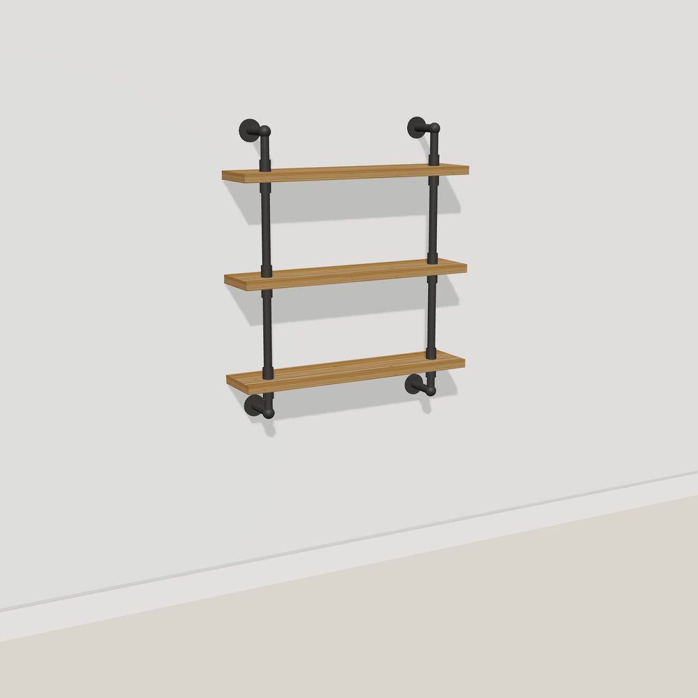 Wall mounted pipe shelving unit