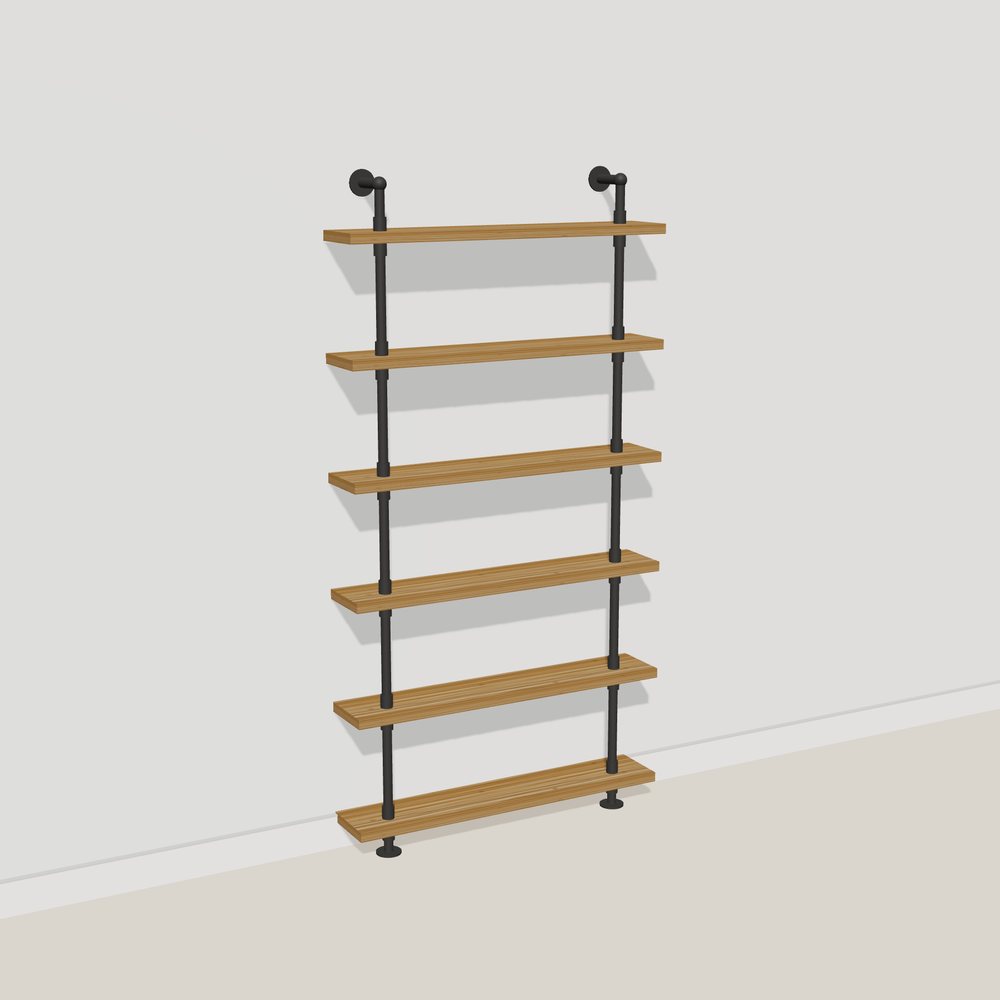 3D picture of a 6 shelf pipe shelving unit